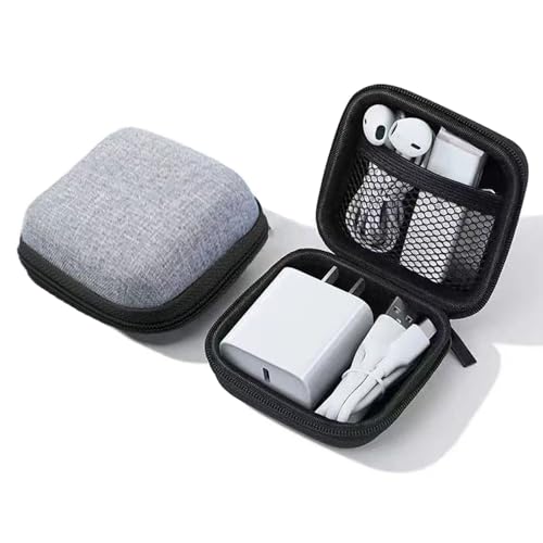 Charger Case,Mini Cable Organizer Cases,Pouch Case Bag,Small Charger Organizer,Waterproof Travel Storage Carrying Bag for USB Drives,Power Adapter,Earphones,Cords etc,Square,Gray - color: Gray, size: Square