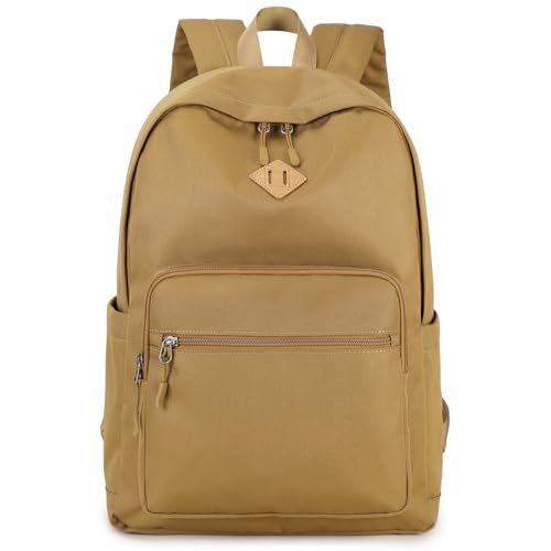 Lohol Classic Backpack for School Travel College, Durable Water Resistant Bookbag (Brown) - color: Brown