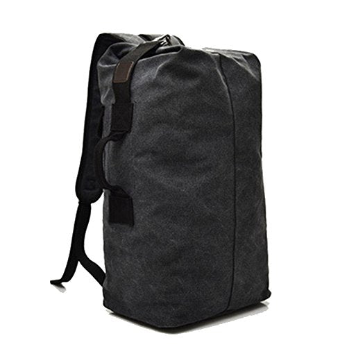 Large Capacity Travel Climbing Bag Tactical Military Duffel Bag Top Load Double Strap Canvas Backpack - color: Bk