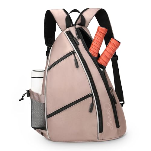 Pickleball Bag for Women Men, Adjustable Pickleball Backpack, 2 in 1 Sports Sling Bag for Pickleball Tennis - color: Pink