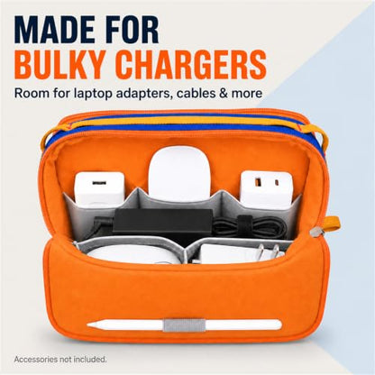 Charger Organizer Travel Case for Laptop Adapters and Cables, Blue/Red - color: Blue/Red