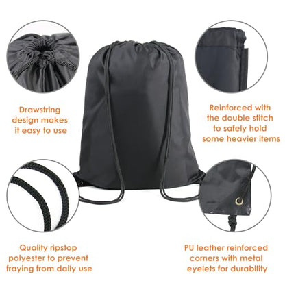 BeeGreen Black Maroon Drawstring Backpack Bags Bulk 2 Pack X-Large 22.4" L x 17.5" W Sports Cinch Sack Gym String Bags Machine Washable Heavy Duty String Backpack For Men Women - color: Black Maroon