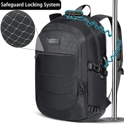 Tzowla 40 Liter Anti Theft Backpack with Giant Tumbler Holder Pocket and Lock,17.3 Inch Laptop Backpack - color: A-black, size: 40 l 17.3 inch