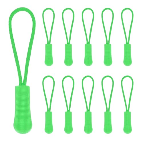 PATIKIL 2.6 Inch Zipper Pulls Replacement, 50 Pcs Nylon Cord Extension Zipper Pull Tab Tags for Handbag Backpacks Jackets Luggage Purses, Light Green - color: Light Green