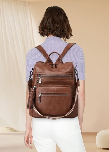 Shrrie Backpack Purse for Women Leather Backpack Fashion Designer Travel Backpack Convertible Shoulder Bag - color: 1-3 Oil Wax Brown