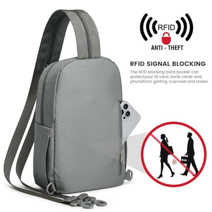 G4Free Sling Bag Crossbody Backpack Small Convertible Crossbody Bag for Women Men Sling Backpack for Travel with RFID Pocket Grey - color: Grey