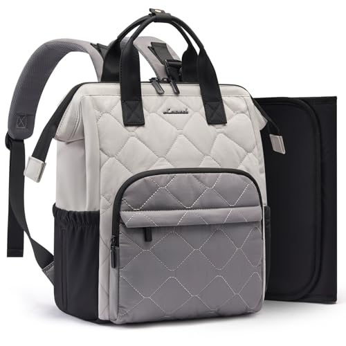 LOVEVOOK Small Diaper Bag Backpack, Mini Baby Bag for Girl Boy with Changing Pad, Diaper Backpack for Mom Dad with Stroller Buckles - color: Light Gray-dark Gray-black, size: Medium