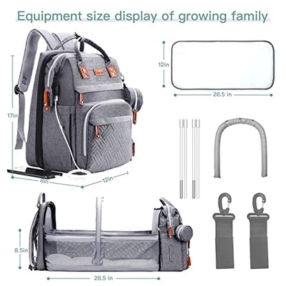 ISMGN Diaper Bag Backpack with Changing Station, Large Diaper Bag, Baby Bag, Multifunctional Diaper Bag, Gray - color: Upgrade Gray