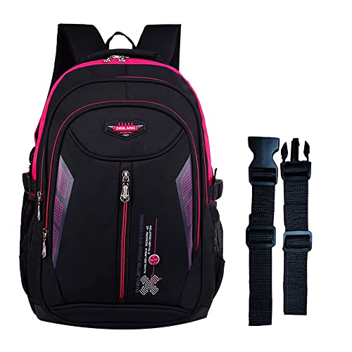 Kids Backpack,Boys Bookbag for Elementary Middle School,Color Blocking Student Bag,Sturdy Travel Daypack - color: Red