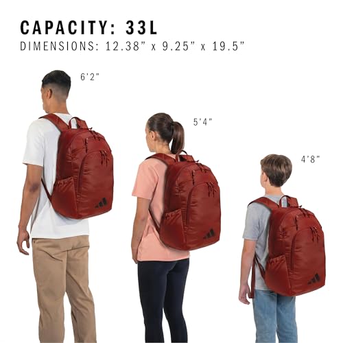 adidas Defender 5 Backpack for Sports, Gym, School and Travel, 33L, Preloved Ruby Red/Black, OSFA - color: Preloved Ruby Red/Black