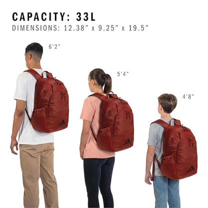 adidas Defender 5 Backpack for Sports, Gym, School and Travel, 33L, Preloved Ruby Red/Black, OSFA - color: Preloved Ruby Red/Black
