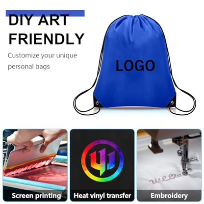 Grneric 50Pcs Drawstring Backpack Bulk Cinch Bag, Drawstring Bags Polyester for Gym Sports Beach Party Trip(Navy Blue) - color: Navy Blue