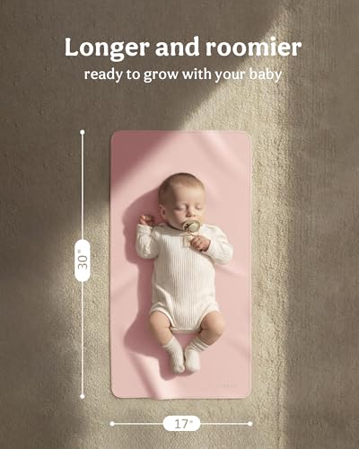 2 Pack Vegan Leather Baby Changing Mat, Large 30" x 17" Waterproof Foldable Diaper Mat, Wipe-Clean Portable Changing Pad for Travel, Home & Diaper Bag, Baby Essentials for New Moms(Beige&Light Pink) - color: Beige&Light Pink