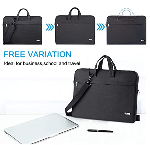 Voova Laptop Bag 13 14 Inch, Waterproof Computer Sleeve Carrying Case with Shoulder Straps & Handle Compatible with Macbook Air 13 M2/M3/M4, MacBook Pro 13/14, HP Dell Lenovo Chromebook 14, Black - color: Black, size: 13-14 Inch(35 x 24 x 2.5 cm)
