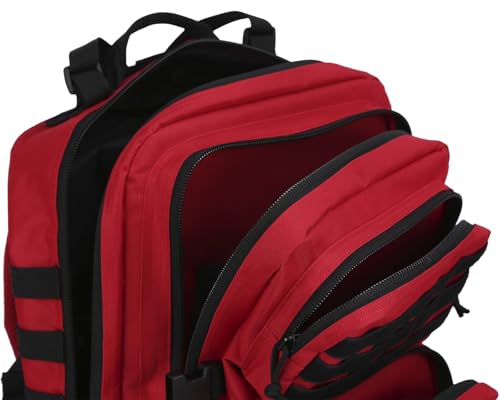 REEBOW GEAR Military Tactical Backpack for Men Large Army 3 Day Assault Pack Molle Hiking Daypack Bag (Red-black) - color: Red-black