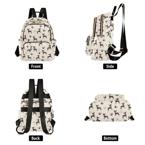 Black Dog Paw Print Mini Backpack Purse for Women Shoulder Bag Fashion Daypack Ladies Handbag Lightweight Travel Bag Rucksack - color: Black Dog Paw Print, size: Small