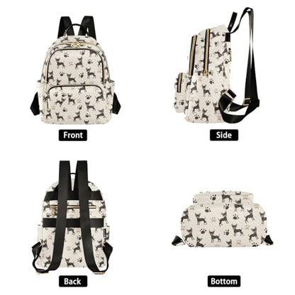 Black Dog Paw Print Mini Backpack Purse for Women Shoulder Bag Fashion Daypack Ladies Handbag Lightweight Travel Bag Rucksack - color: Black Dog Paw Print, size: Small