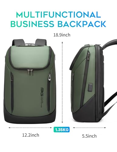 FUTURE AESTHETIC Business Smart Backpack Waterproof fit 15.6 Inch Laptop Backpack with USB Charging Port,Travel Backpack - color: Green