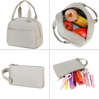 Spotted Tiger School Backpack for Girls Backpack with Lunch Box Anime Bookbag Set School Bag Kawaii Backpacks for Girls Teens (Grey) - color: Grey