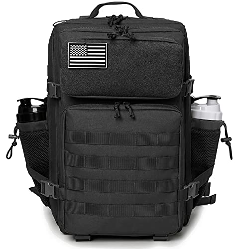 QT&QY 25L/45L Military Tactical Backpack For Men Molle Daypack 3 Day Bug Out Bag Hiking Rucksack With Bottle Holder - color: 45l 1.0 Black