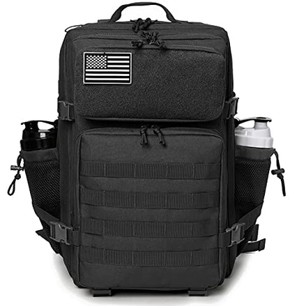 QT&QY 25L/45L Military Tactical Backpack For Men Molle Daypack 3 Day Bug Out Bag Hiking Rucksack With Bottle Holder - color: 45l 1.0 Black