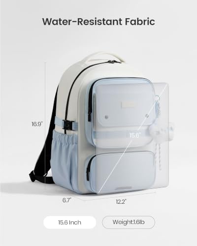 LOVEVOOK School Backpack for Teen Girl, Cute Bookbag with Large Bottle Holder, Lightweight Elementary Middle High School Student Backpack Fits 15.6 Inch Laptop, Back to Schools Kid Gift, Blue-Mint - color: Sky Blue - Mint - Cream, size: 15.6 Inch