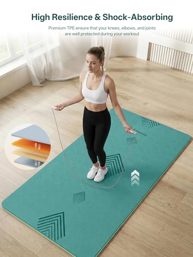 EaseUp Large yoga mat,73’x35.5’x0.4’,extra thick and wide,10mm pilates mat,non-slip exercise mat,workout mats for home gym - color: Green/light green