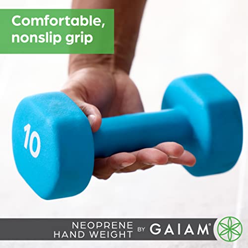 Gaiam Dumbbell Hand Weight (Sold in Singles) - Neoprene Coated Exercise & Fitness Dumbbell for Home Gym Workouts and Strength Training - Free Weights for Women and Men - size: 10lb