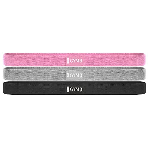 Gymbee Resistance Bands - Non Slip Cloth Exercise Bands to Workout Glutes, Thighs & Legs - Booty Band Training for Gym & Home Fitness, Yoga, Pilates - 3 Levels (Pink, Gray, Black) - Long Bands