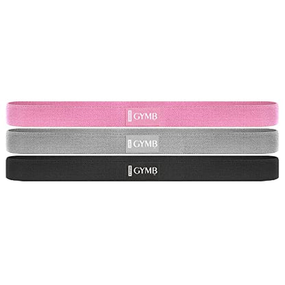 Gymbee Resistance Bands - Non Slip Cloth Exercise Bands to Workout Glutes, Thighs & Legs - Booty Band Training for Gym & Home Fitness, Yoga, Pilates - 3 Levels (Pink, Gray, Black) - Long Bands