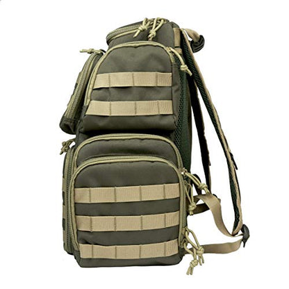 K-Cliffs Tactical Range Backpack – Lockable Bag for 5 Handguns Pouches – 900D Water‑Resistant with Rain Cover & USA Patch - color: Khaki With Eva Cradle