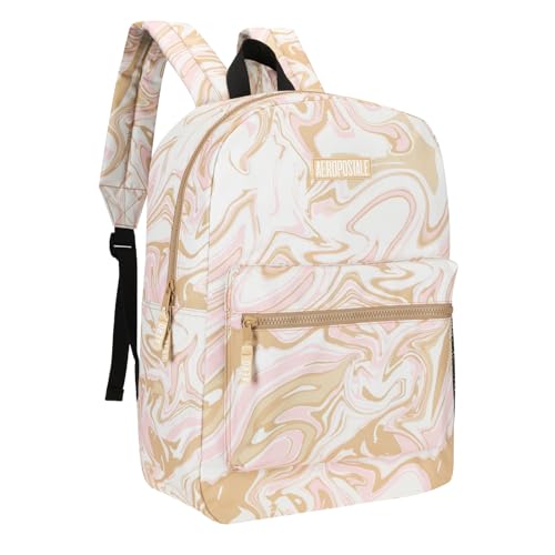 AEROPOSTALE Fieldtrip Unisex Backpack - AE Mens and Womens Bag for Everyday Use - Vanilla Sky - color: Taupe Marble