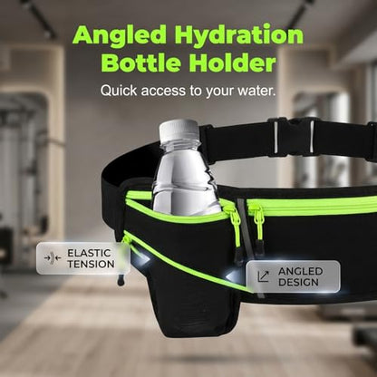 Unisex Running Belt with Water Bottle Holder, Water Resistant Reflective Waist Pack, No Bounce Slim Workout Fanny Pack with Adjustable Strap for Running Hiking Cycling, Fits Phones Keys Cards (Grey) - color: Grey