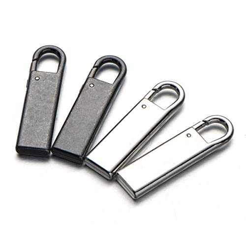Zpsolution Zipper Pull Tab Replacement Metal Zipper Handle Mend Fixer for Suitcases Luggage Jacket Backpacks Coat Boots - color: Sliver and Black