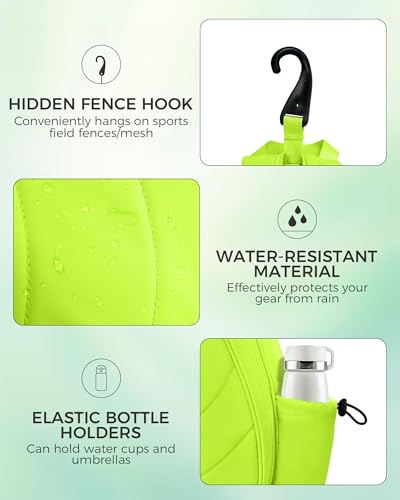 Tennis Bag, Water Resistant Tennis Backpack for Women Men, Quilted Crossbody Sling Design for Tennis, Pickleball, Badminton Rackets - color: Chartreuse