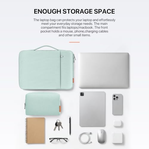 DOMISO 360° Protective Laptop Sleeve Laptop Case 15.6 inch - color: Mint Green, size: 15.6"