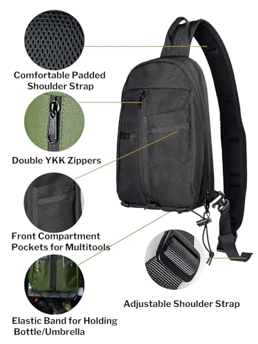 VIPERADE UGS1 Casual Daypack Shoulder Sling Bag Small Outdoor Chest Pack for Men Traveling, Hiking, Camping (Green) - color: Green