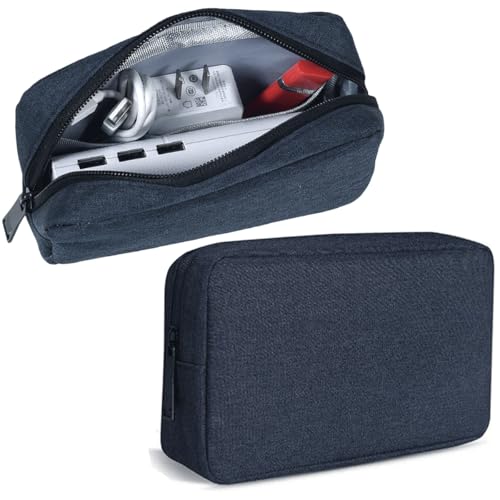CAAORDKSO Cord Organizer Travrel Bag, Electronic Organizer Travel Case, Water Resistant Cable Organizer Pouch Bag for Cable, Cord, Charger, Phone, Power Bank, Earphone (Small-Navy Blue) - color: Small-Navy Blue, size: Small