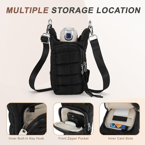 Water Bottle Carrier Bag, Convenient and Durable, Crossbody Water Bottle Holder for Hiking, Cycling - color: Black