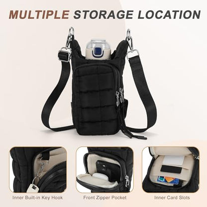 Water Bottle Carrier Bag, Convenient and Durable, Crossbody Water Bottle Holder for Hiking, Cycling - color: Black