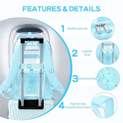 Cusangel XL TPU Clear Backpack Heavy Duty for Stadiums,18in School Bookbag Teens 15Ages+ boys Girls and Adults Multi-Pocket Design & Reinforced Stitching(Aqua-18inch) - color: Aqua-18inch