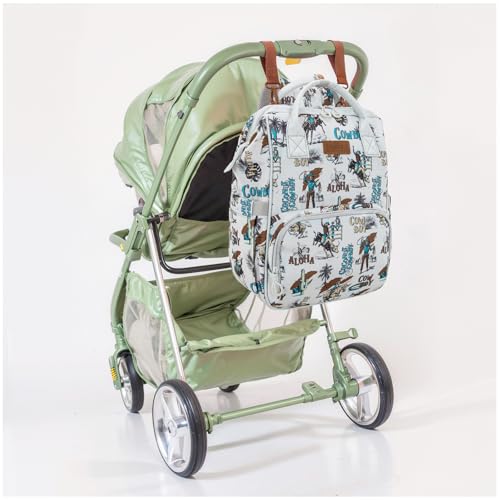 Montana West Wrangler Callie Diaper Bag Backpack with Stroller Straps Western Pattern Multifunction Baby Travel Bag WG2204-91102BG - color: Tt-beige