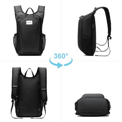 10L Foldable Lightweight Backpack – Packable Travel Daypack for Hiking, Cycling & Everyday Use – Water-Resistant Travel Bag with Multi-Pocket Design for Women & Men(Black) - color: Black