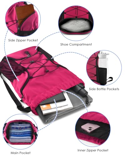 BROTOU Soccer Bags, Football Backpack, Volleyball Bag, Drawstring Soccer Backpack with Ball and Shoe Compartment - color: Pink