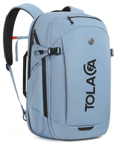 Tolaccea Travel Laptop Backpack 32L, TSA Friendly Flight Approved Computer Work Business Bag, Water-resistant Carry on Luggage, Durable Casual Daypack College Rucksack for Men Women - color: Sky Mist