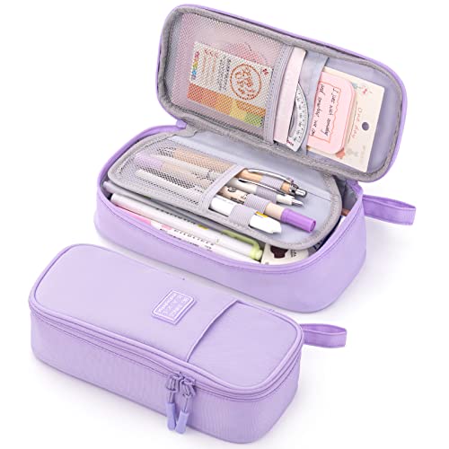 CICIMELON Durable Pen Pencil Case Big Storage Pen Pouch Bag for School Supplies Office College Teen Girls Adults, Purple - color: purple