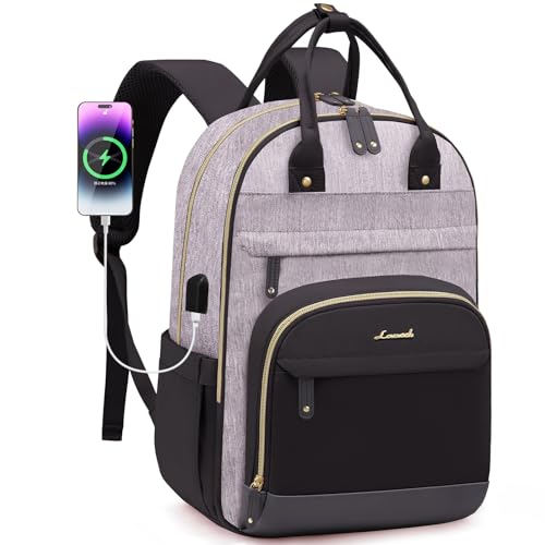 LOVEVOOK Backpack for Women,Laptop Backpack Women,Fits 17 Inch Laptop Bag,School Backpacks,Fashion Travel Work Anti-theft Bag,Waterproof Business Computer College Backpack Purse,Grey-Black-Balck - color: Grey-black-balck, size: 17 Inch