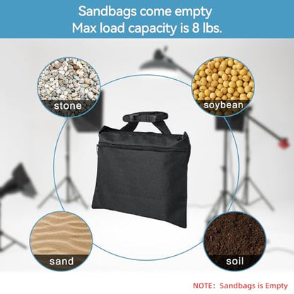 2 Packs Sandbags, Heavy Duty Sand Bags, Sand Bags Heavy Duty with Zipper and Buckle Straps for Support Light Stand - size: 2 PCS