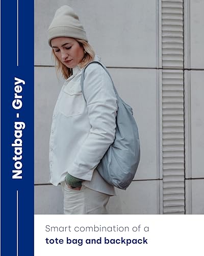 Notabag Original 2 in 1 Backpack and Bag – waterproof – reusable grocery bags – clever design for more flexibility - color: Grey