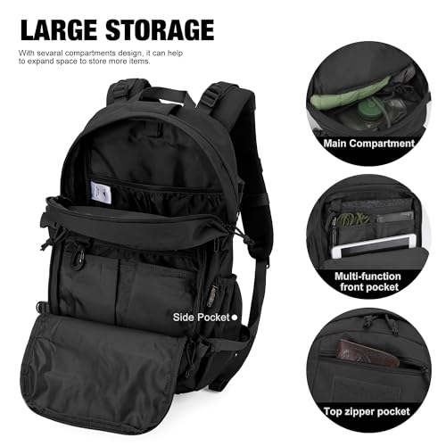 Mardingtop Small Tactical Backpack,Molle Hiking Backpack for Backpacking,Cycling and Biking,15L/25L Backpack - color: Black, size: 25L